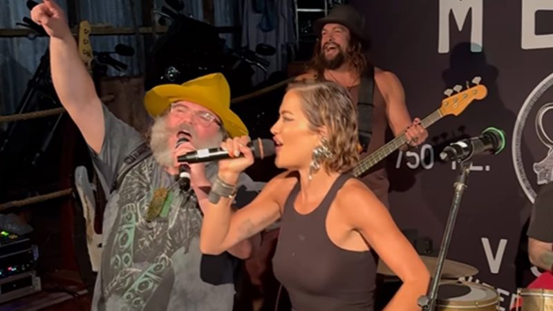 Jack Black, Jason Momoa and Rita Ora form a supergroup to perform Stevie Nicks at a party in NZ