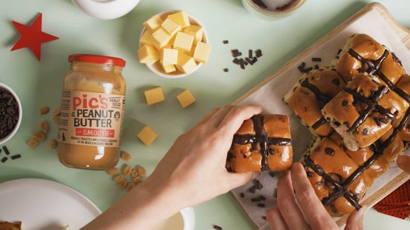 New World and Pic's collab to create Gooey Peanut Butter Choc Cross Buns