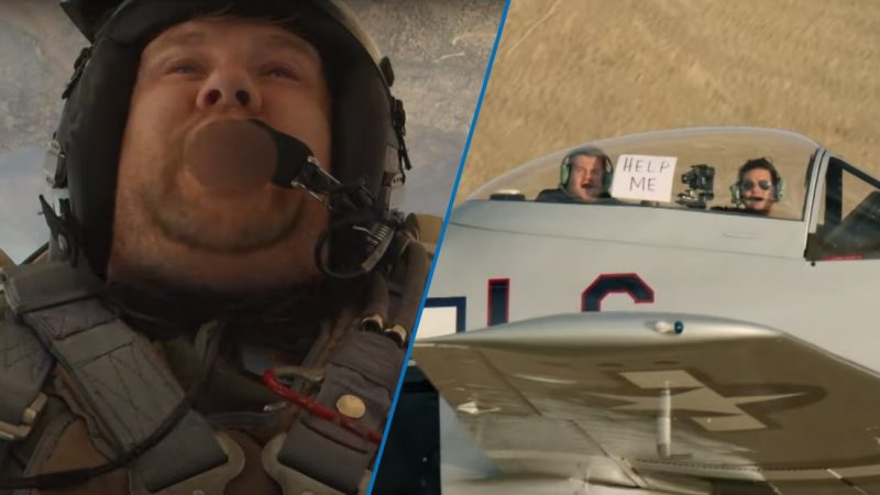 Tom Cruise scares the life out of James Corden in a 'Top Gun' fighter jet