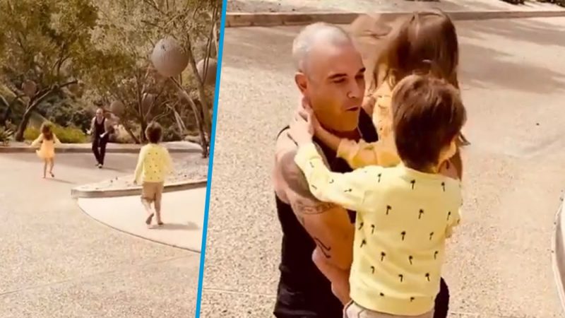 Robbie William’s wife shares sweet vid of the singer reuniting with kids after quarantine