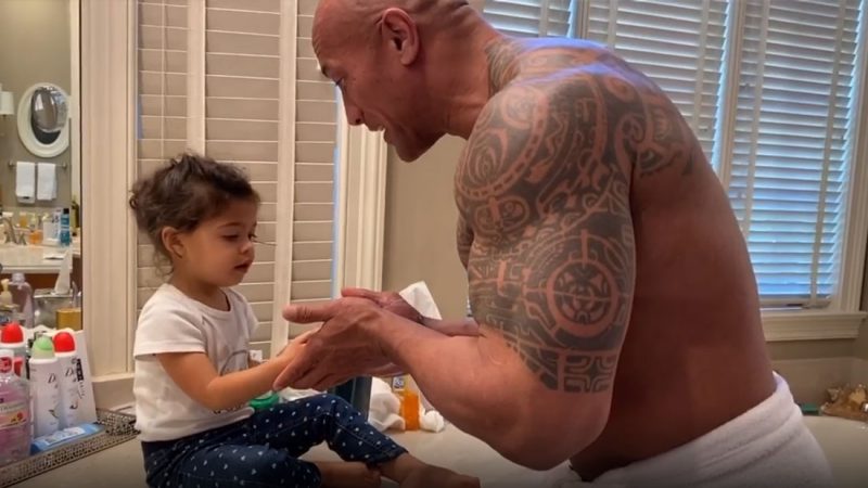 'The Rock' turns his rap from Moana into a hand washing song for his daughter