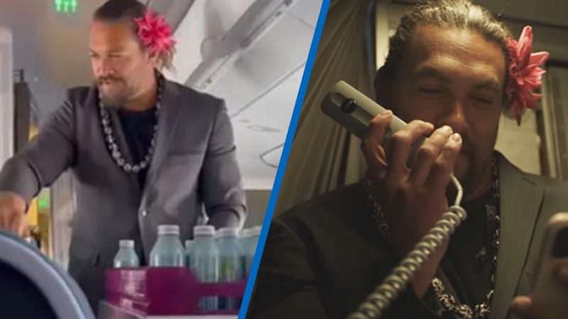 Jason Momoa thrills passengers as flight attendant on Hawaiian Airlines
