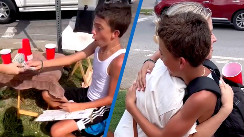 Tiktoker stuns boy running $3 lemonade stand by giving him $1100 to fulfil his soccer dreams