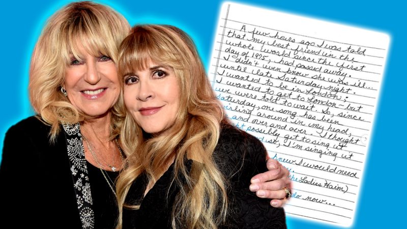 Stevie Nicks shares a special hand-written tribute to Christine McVie after her passing