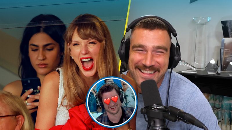  Taylor Swift’s new beau Travis Kelce can’t stop smiling while talking about her