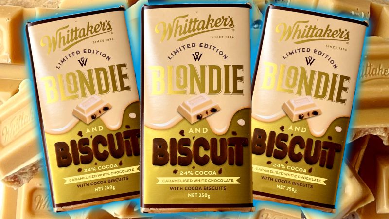 Whittaker's Chocolate legends are releasing a limited edition Blondie and Biscuit block - yum!