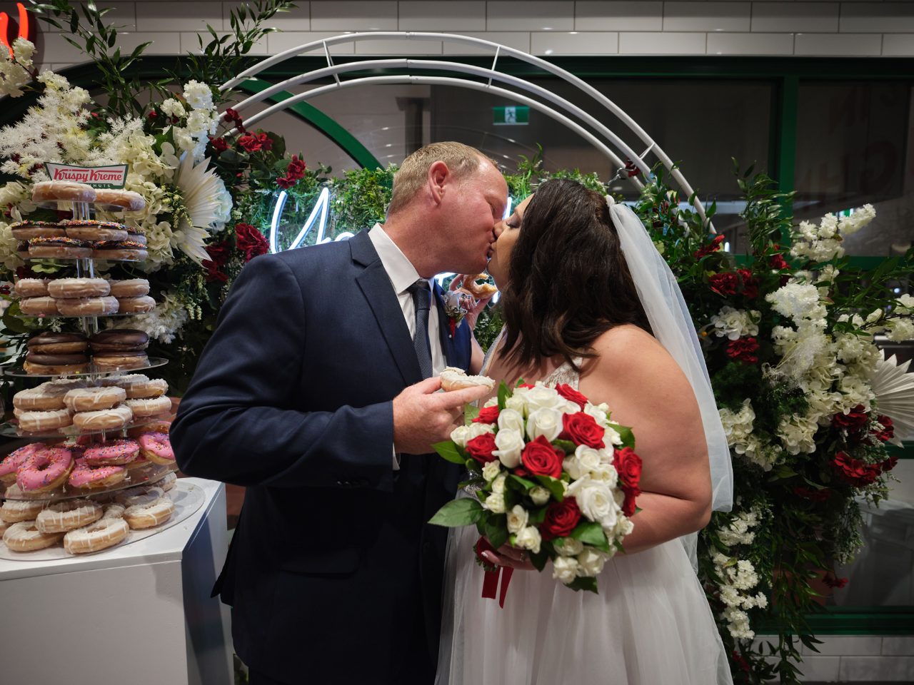 Cimonette and Carl Labuschange get married at Krispy Kreme New Lynn