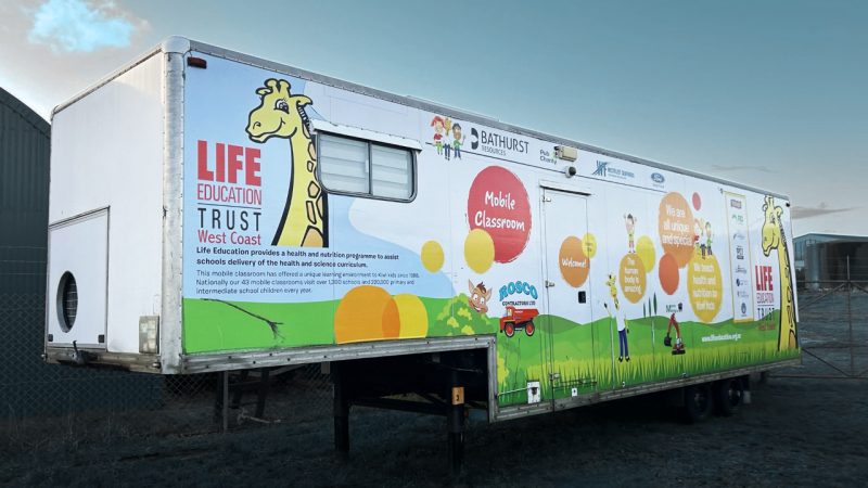 Harold the Giraffe’s mobile classroom is up for sale and the bidding is already heating up