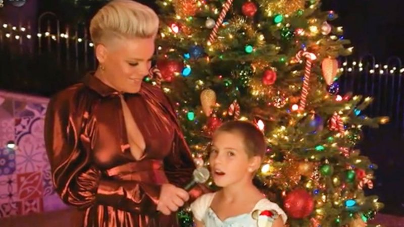 Pink and her daughter Willow perform Christmas song together