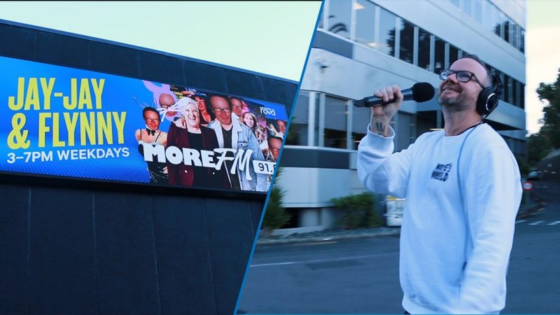 Jay-Jay surprises Flynny with a very eye-catching billboard created by listeners