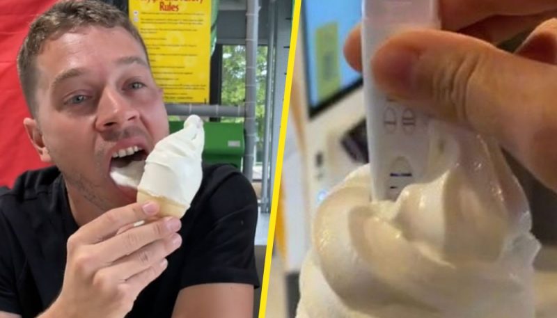 Woman reveals to her partner she's pregnant by putting test in McDonald's ice-cream