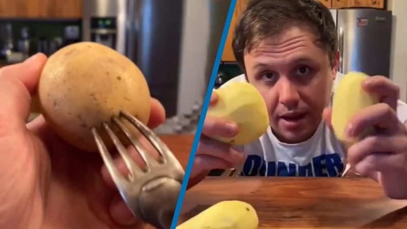 TikToker and professional cook shares his lightning fast potato peeling hack
