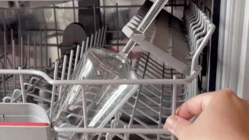 This dishwasher hack shares the secret to fitting wine glasses in the top rack